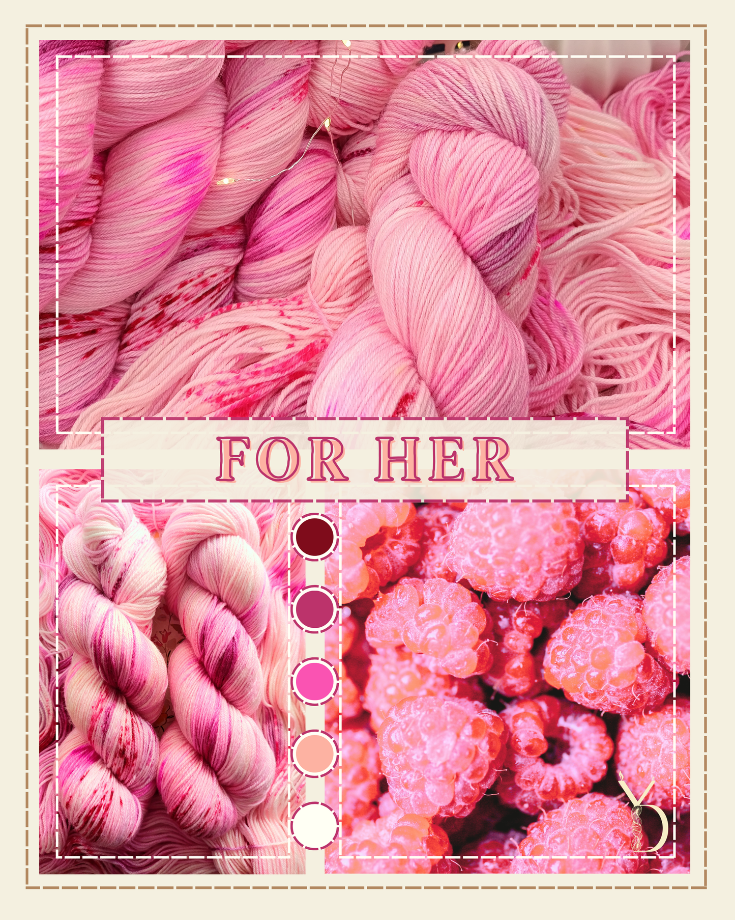 For Her - Écheveaux de laine teints à la main.