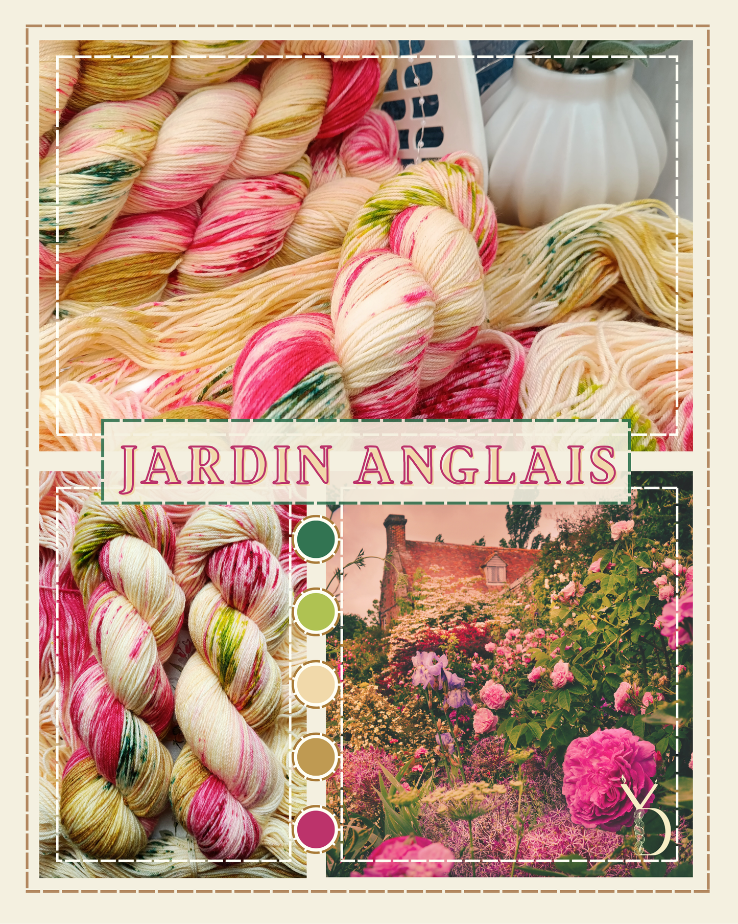 Jardin Anglais - Écheveaux de laine teints à la main.