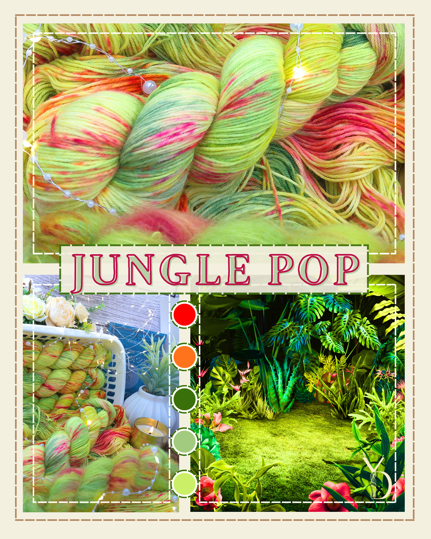 Jungle Pop - 100g - Fingering - Écheveaux de laine teints à la main.