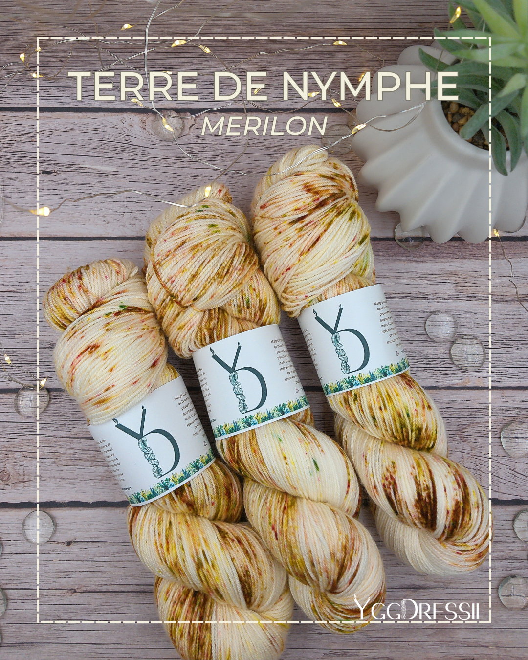 Terre de Nymphe - 100g - Fingering - Mérilon - Écheveaux de laine teints à la main.