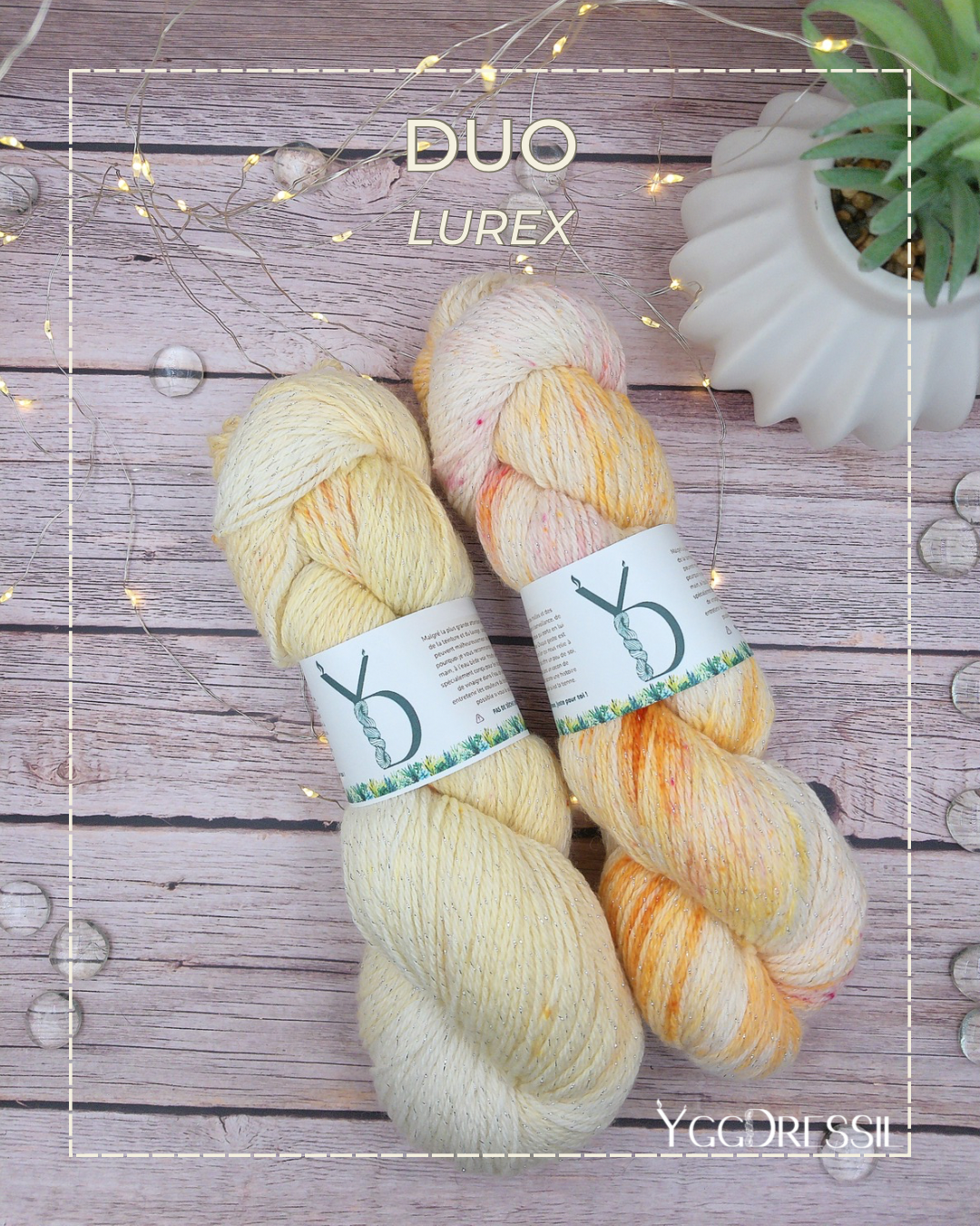 Duos d’écheveaux - 200g - Fingering - Lurex - Écheveaux de laine teints à la main.