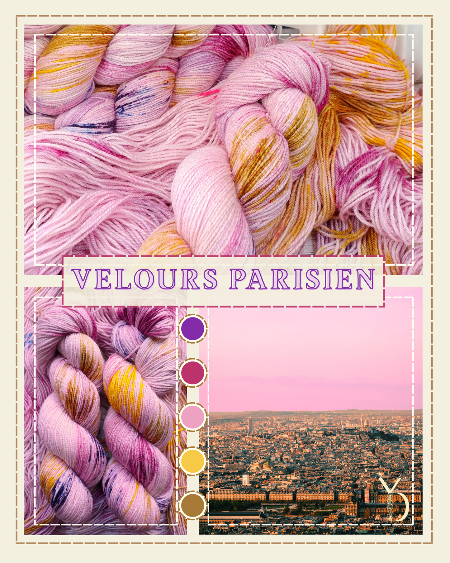 Velours Parisien - Écheveaux de laine teints à la main.