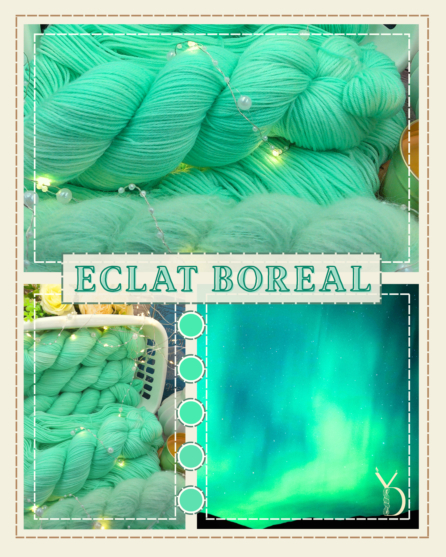 Eclat boréal - 100g - Fingering - Écheveaux de laine teints à la main.