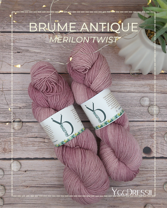 Brume Antique - 100g - Fingering - Mérilon’Twist - Écheveaux de laine teints à la main.