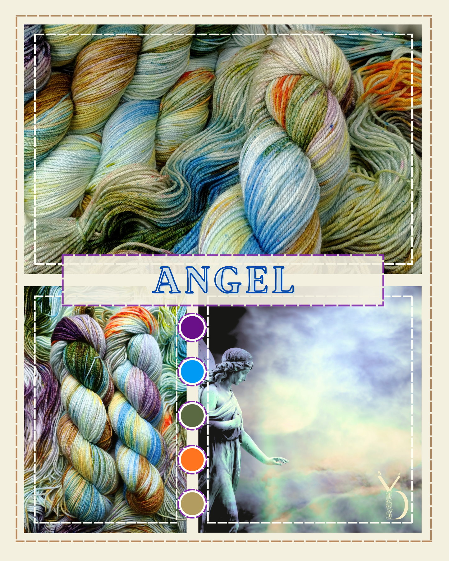 Coffret parfum: 2 écheveaux de laine teint à la main - 1 bougie - petits goodies