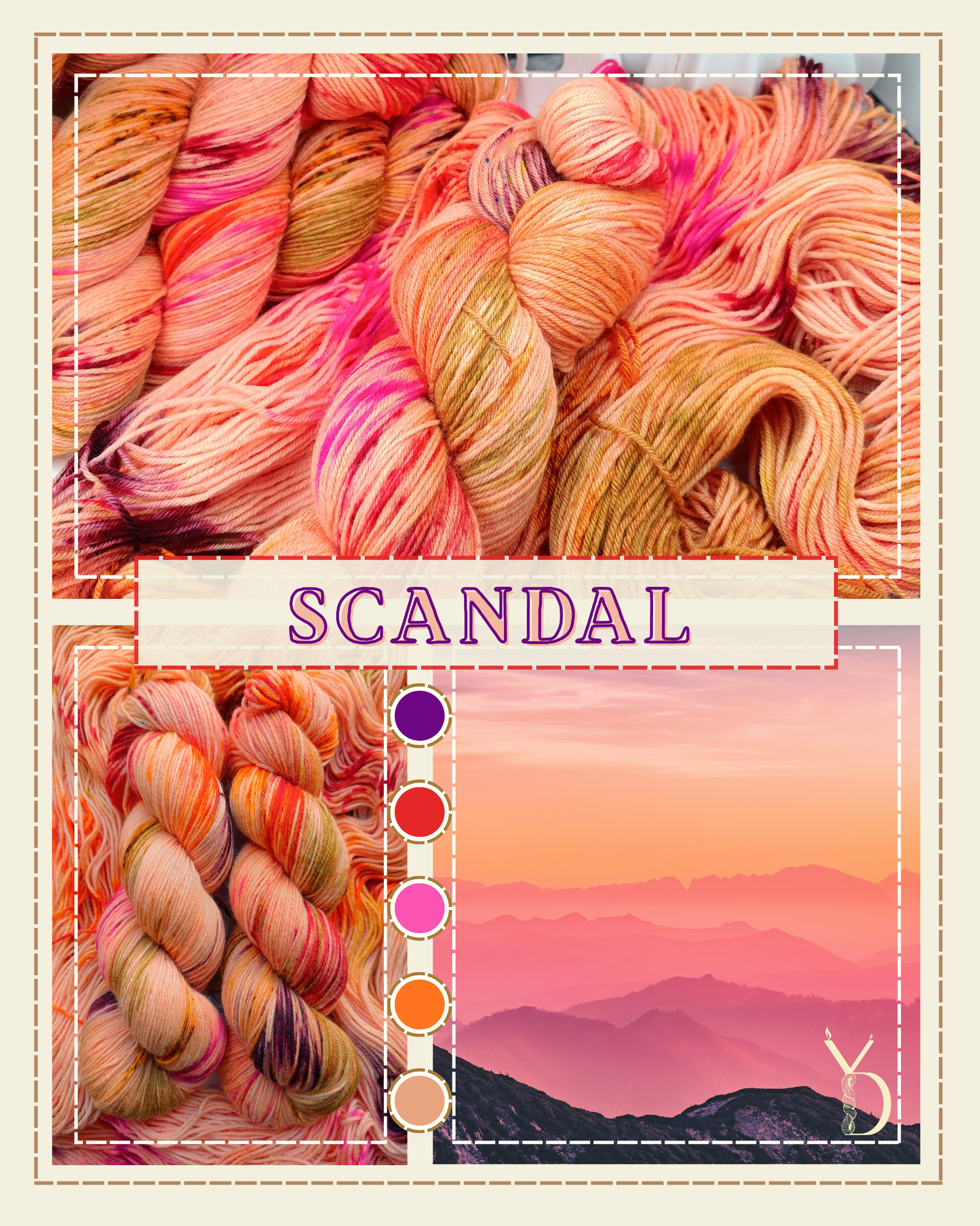 Coffret parfum: 2 écheveaux de laine teint à la main - 1 bougie - petits goodies