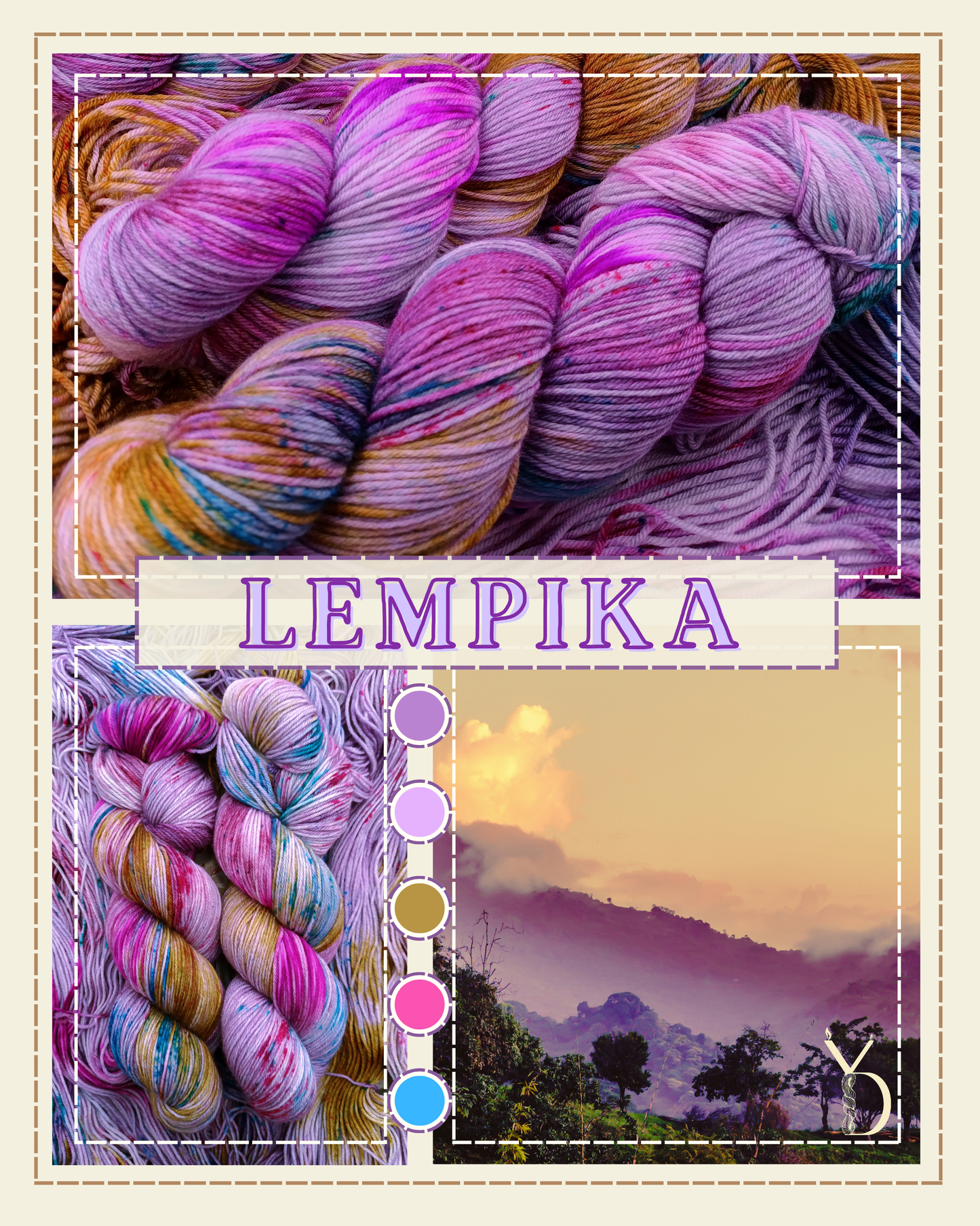 Coffret parfum: 2 écheveaux de laine teint à la main - 1 bougie - petits goodies