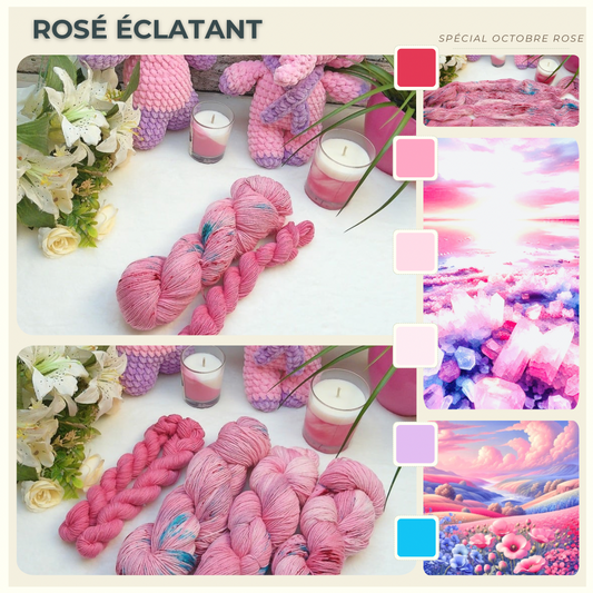 Rosé éclatant - (100g + 20g) - (75% mérinos - 25% nylon)