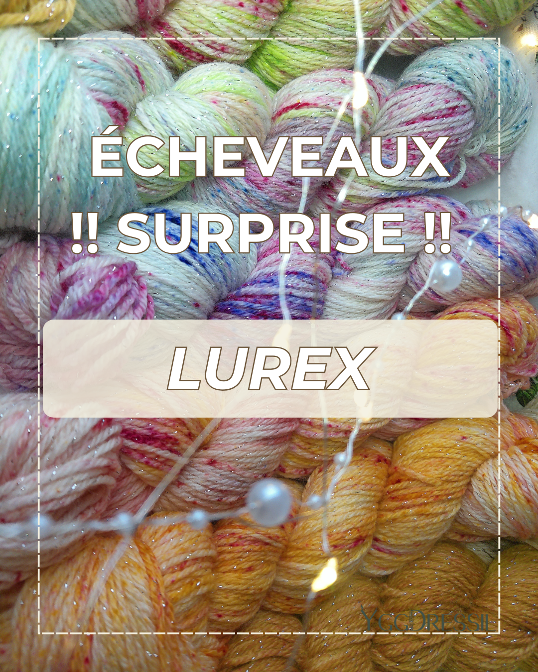 Echeveaux Surprise - 100g - LUREX - Fingering - Écheveaux de laine teints à la main.