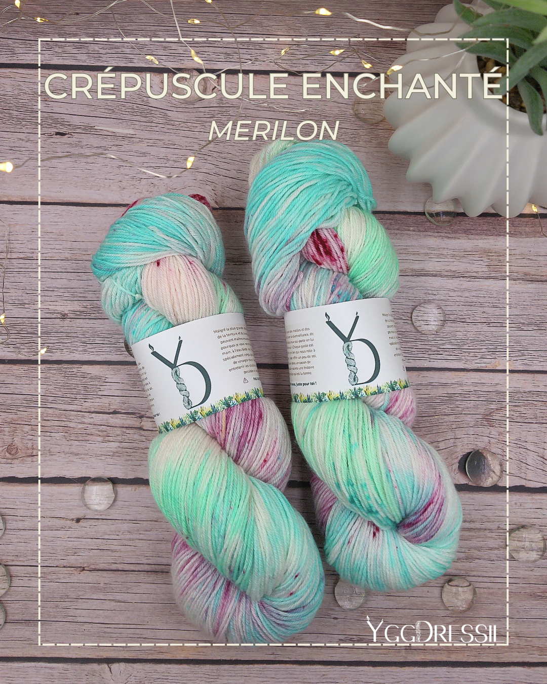 Crépuscule enchanté - 100g - Fingering - Mérilon - Écheveaux de laine teints à la main.