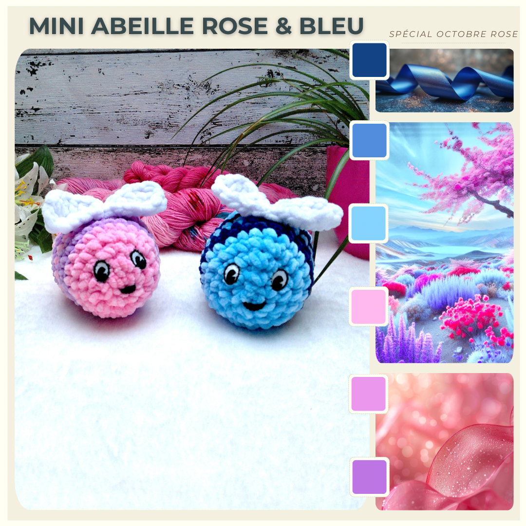 Petite abeille Rose - Bleu