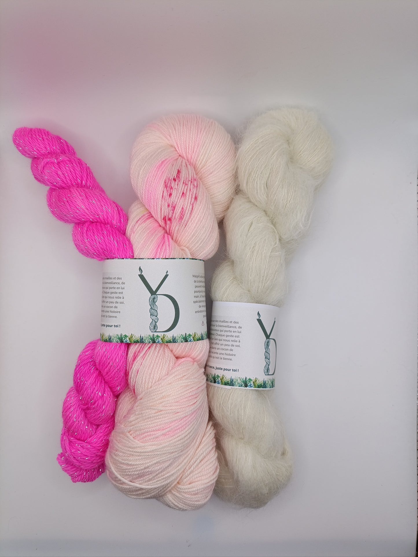 Petit Châle - Rose Clair/Suri Blanche - Octobre rose - 170g - Méri’Soie / Suri’Soie