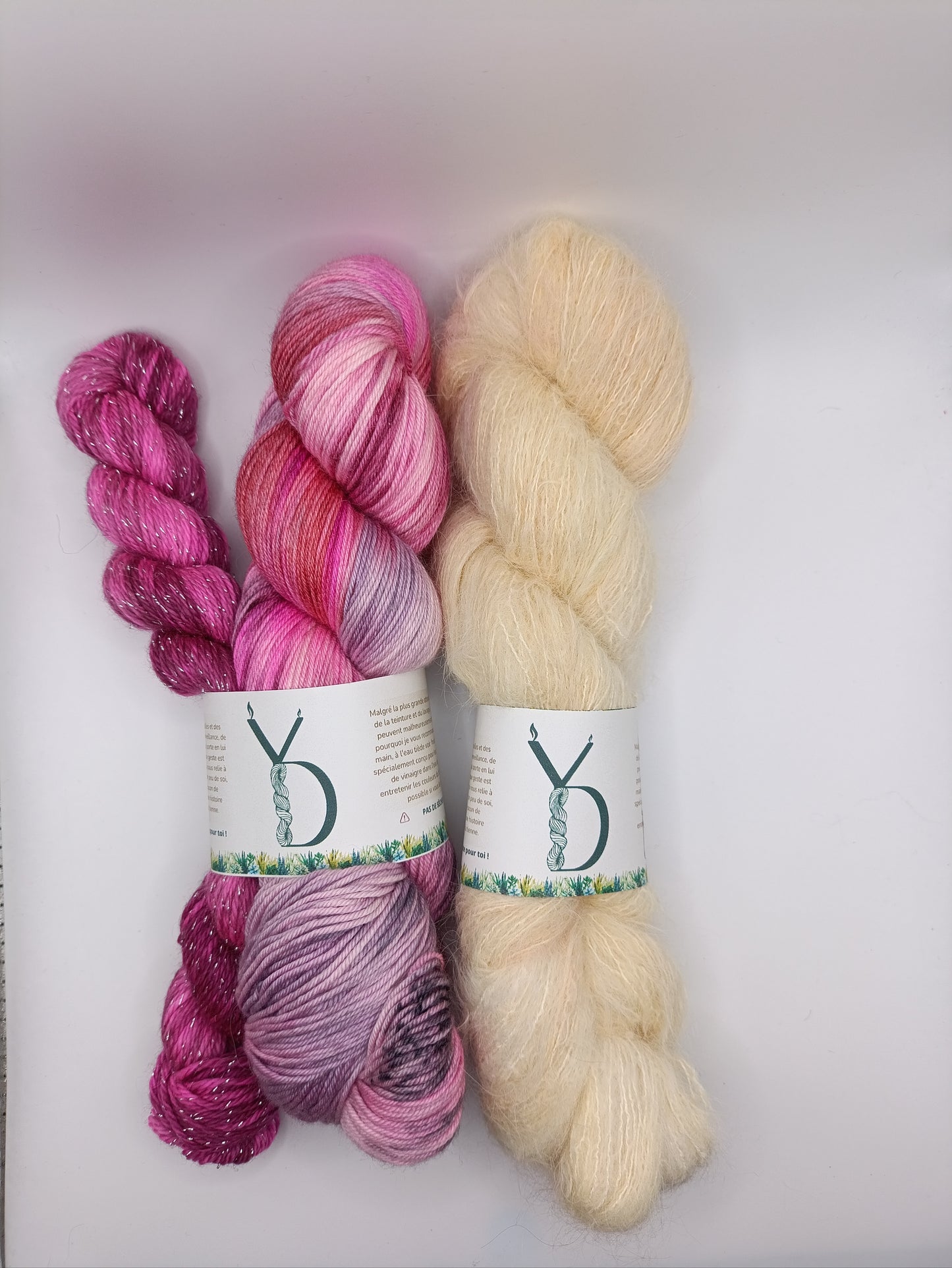Petit Châle - Suri Beige/Rose Foncé - Octobre rose - 170g - Méri’Soie / Suri’Soie