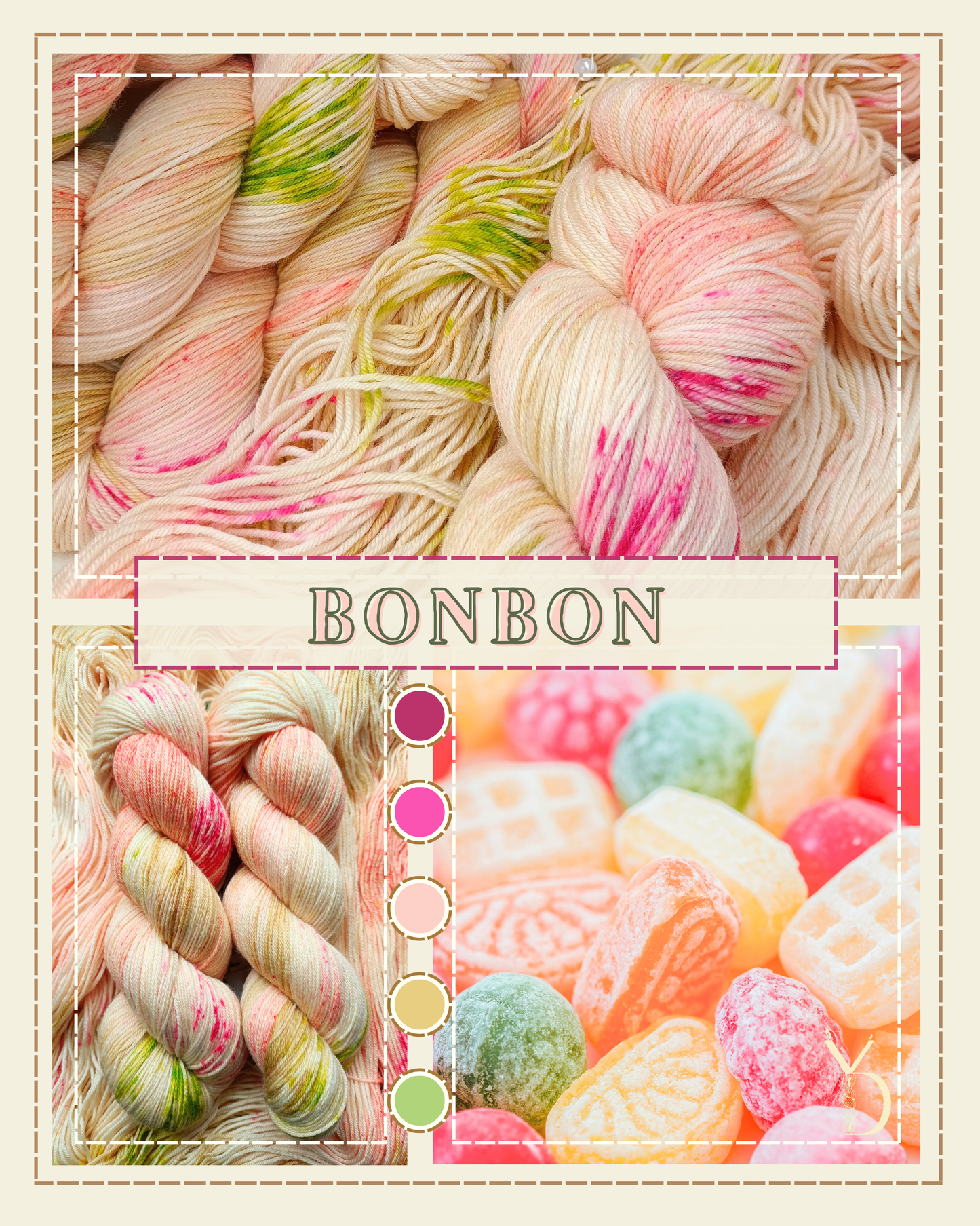 Bonbon - Écheveaux de laine teints à la main.