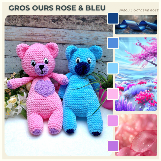 Gros nounours - Rose - Bleu