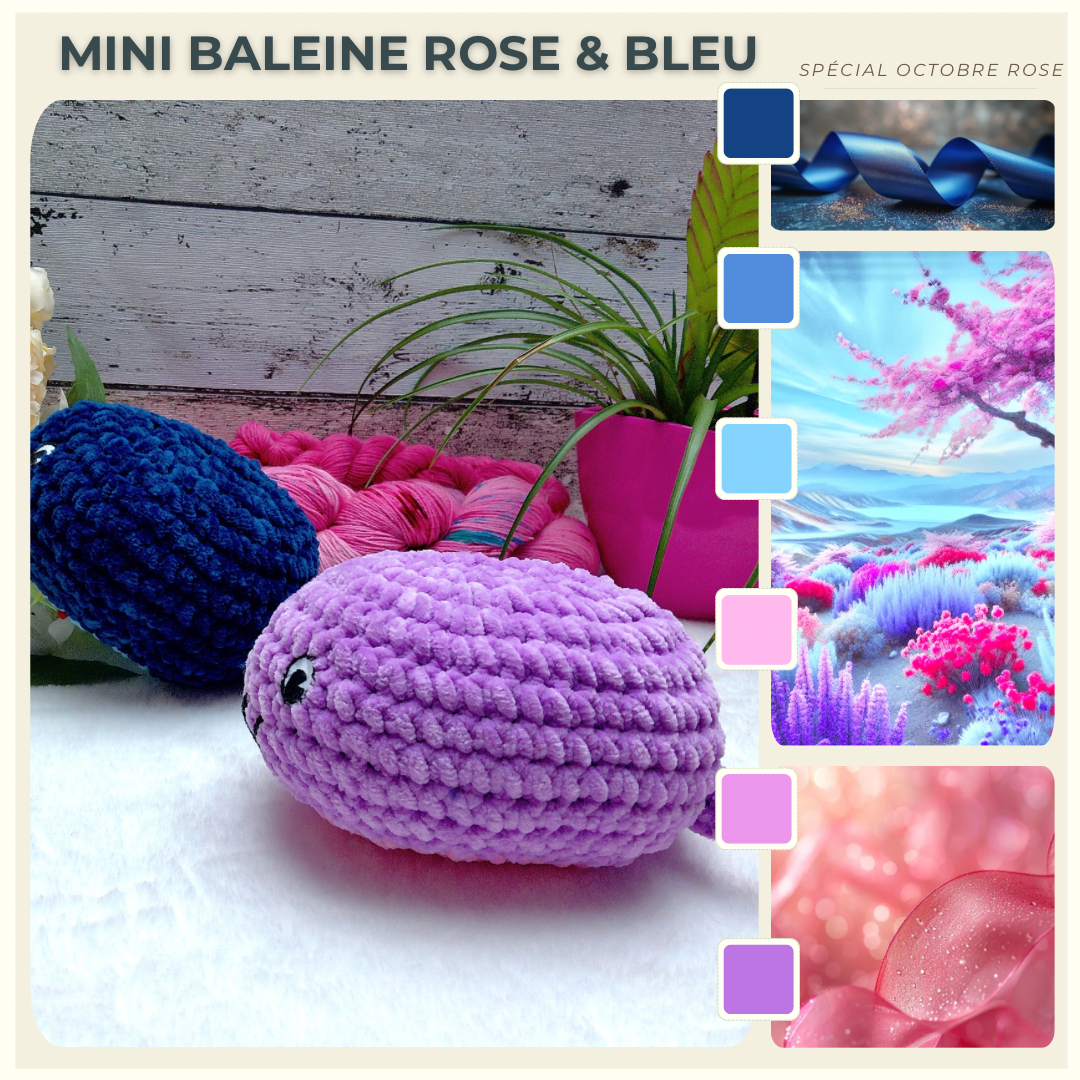 Mini baleine - Rose - Bleu