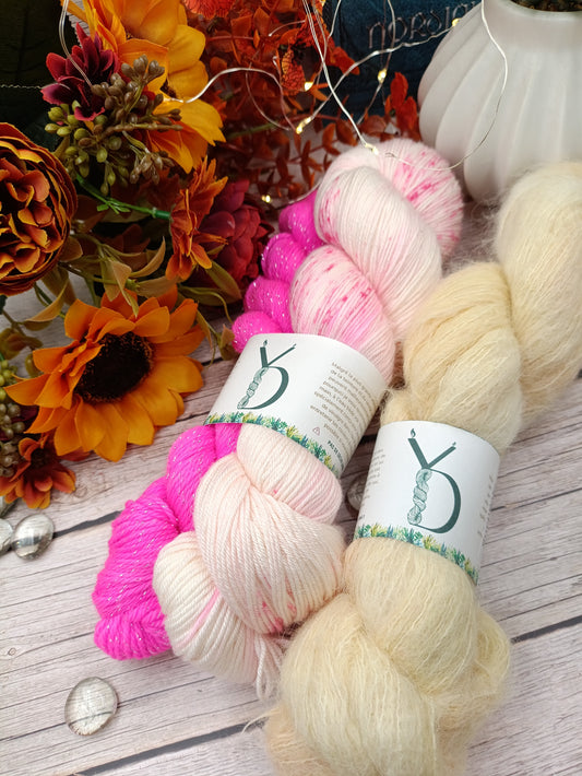 Petit Châle - Suri Beige/Rose Clair - Octobre rose - 170g - Méri’Soie / Suri’Soie