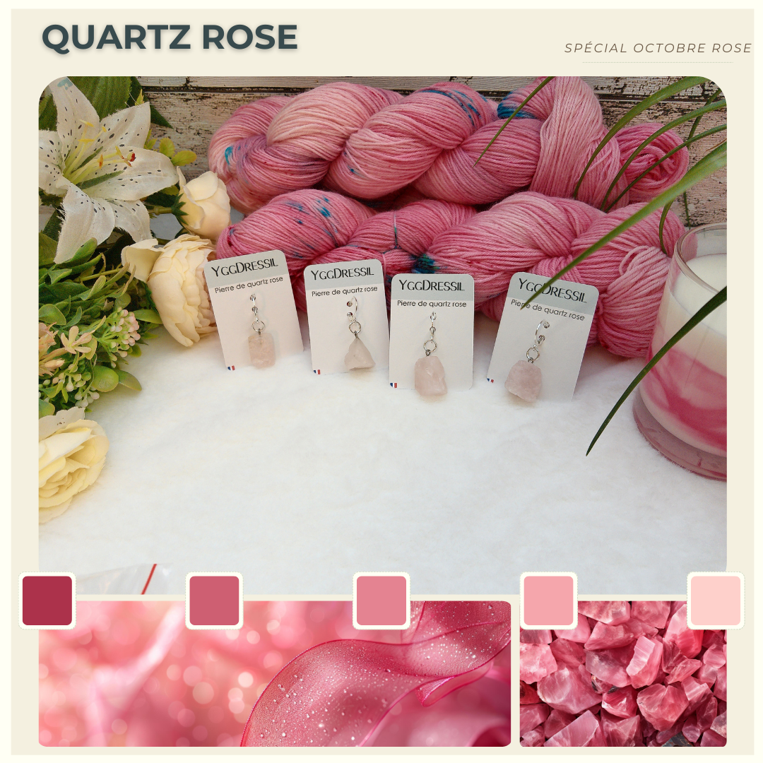 Marqueur de mailles - pierre naturelle « Quartz Rose » - A l’unité