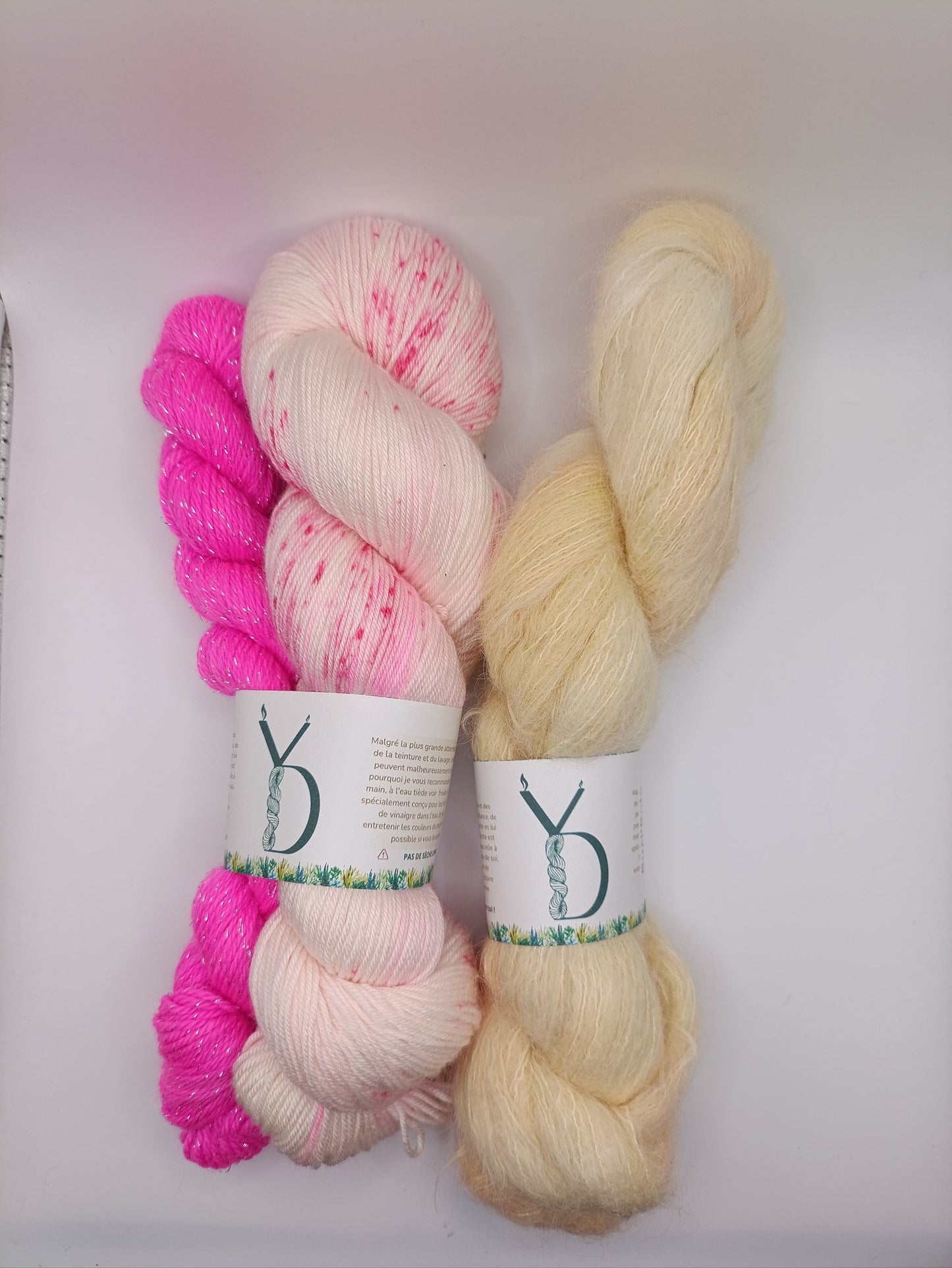 Petit Châle - Suri Beige/Rose Clair - Octobre rose - 170g - Méri’Soie / Suri’Soie