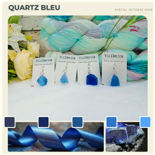 Marqueur de mailles - pierre naturelle « Quartz Bleu » - A l’unité