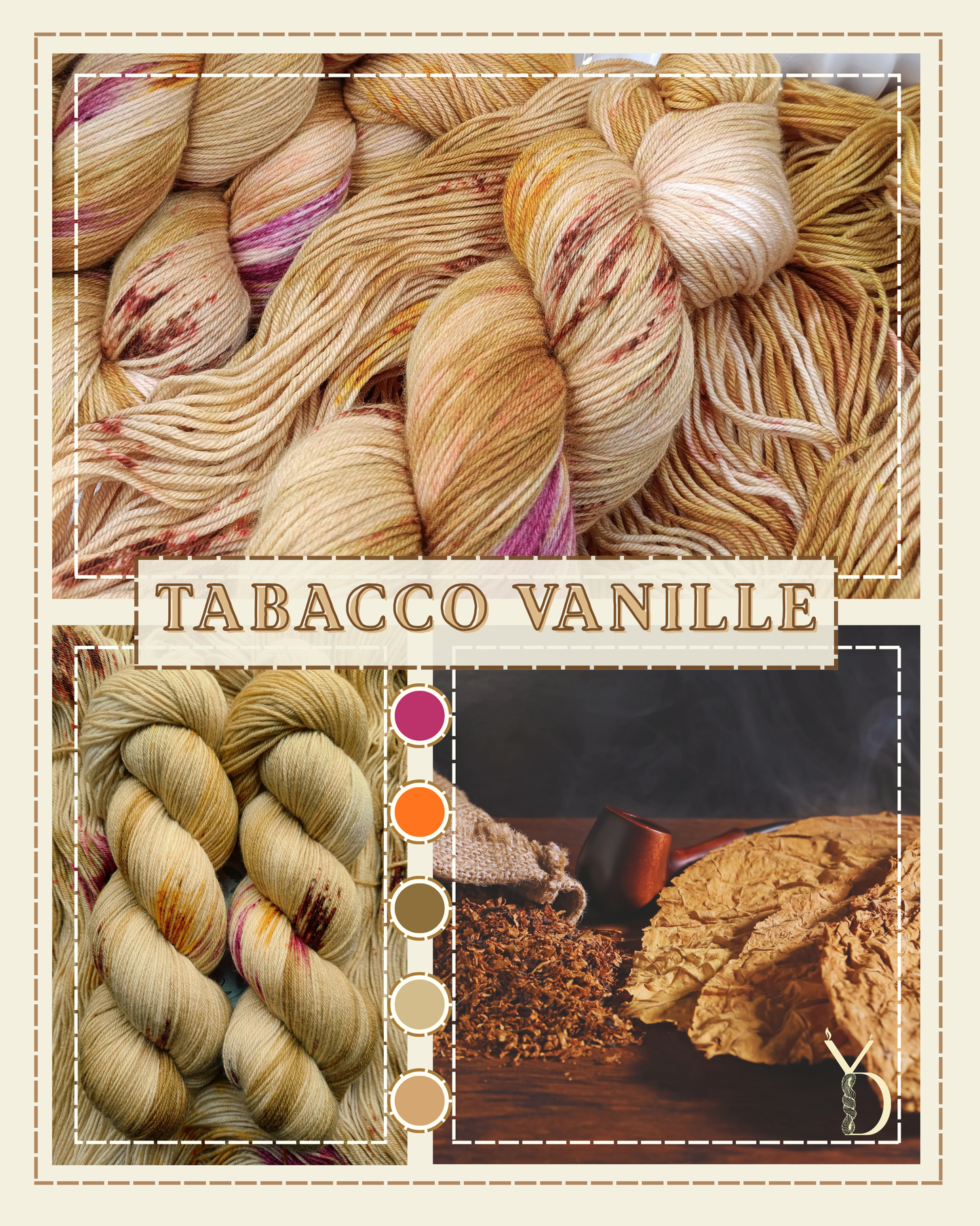 Tabacco Vanille - Écheveaux de laine teints à la main.