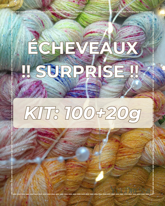 Kit Surprise - 100+20g - Mérilon’Twist - Fingering - Écheveaux de laine teints à la main.