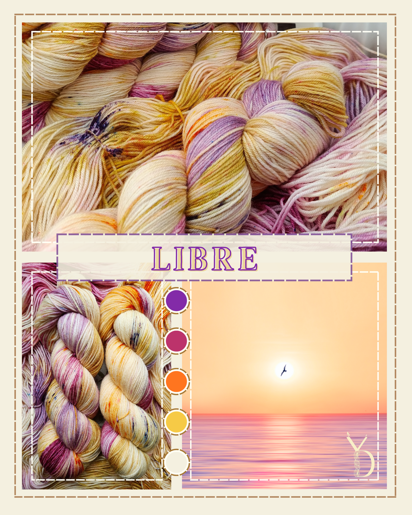 Coffret parfum: 2 écheveaux de laine teint à la main - 1 bougie - petits goodies