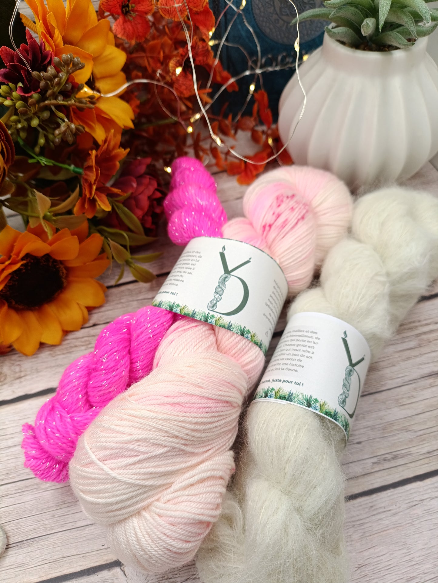 Petit Châle - Rose Clair/Suri Blanche - Octobre rose - 170g - Méri’Soie / Suri’Soie