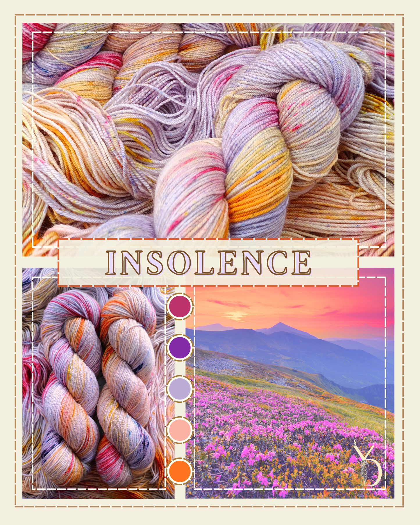 Coffret parfum: 2 écheveaux de laine teint à la main - 1 bougie - petits goodies