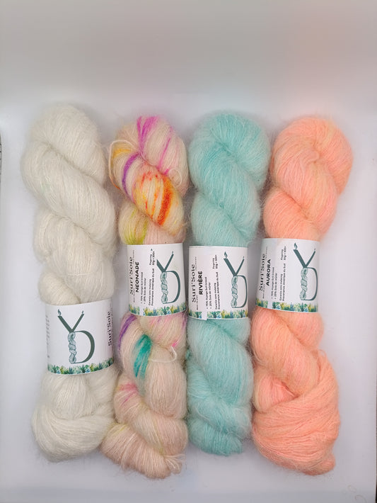 Kit 4 écheveaux - Suri'Soie - Écheveaux de laine teints à la main.