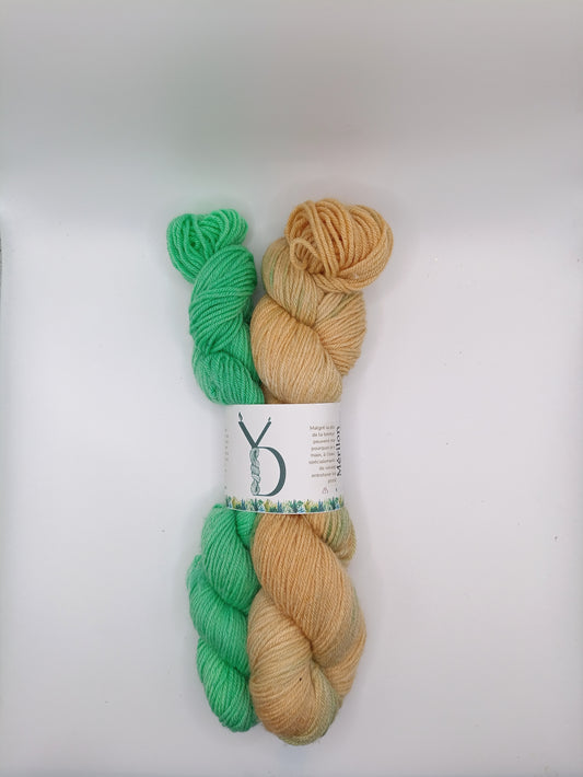 Luciole - Kit: 50+20g - Fingering - Écheveaux de laine teints à la main.