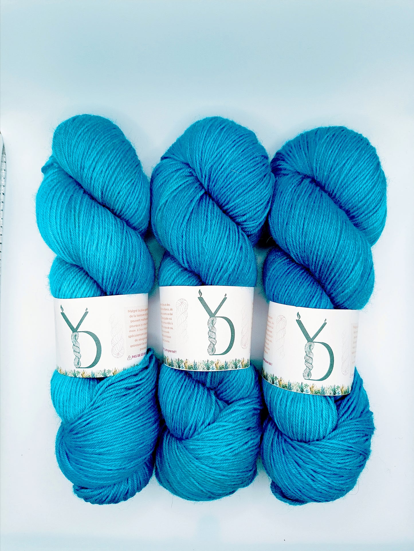 Coeur de l'océan - Écheveaux de laine teints à la main.